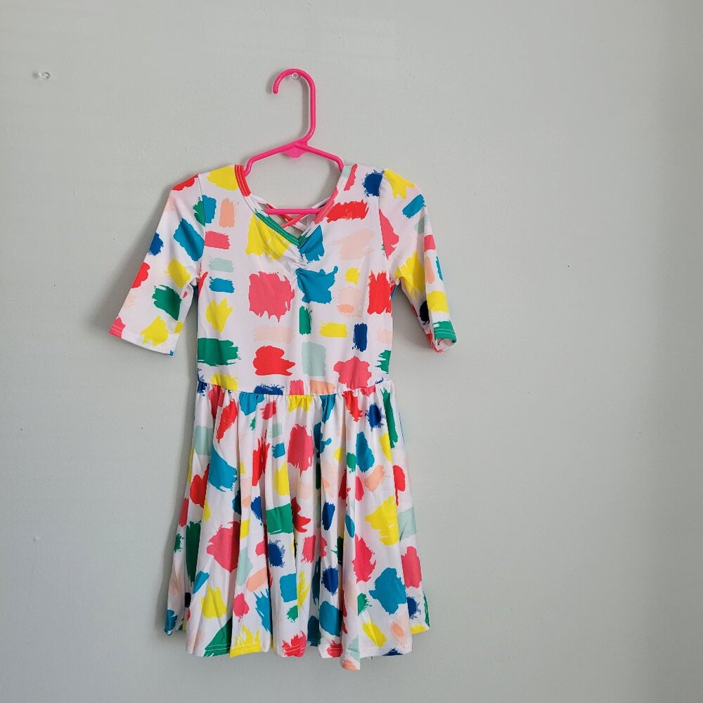 Dot Dot Smile Dress Girl's 3/4 Toddler White Paint Splatter Ballerina NWT